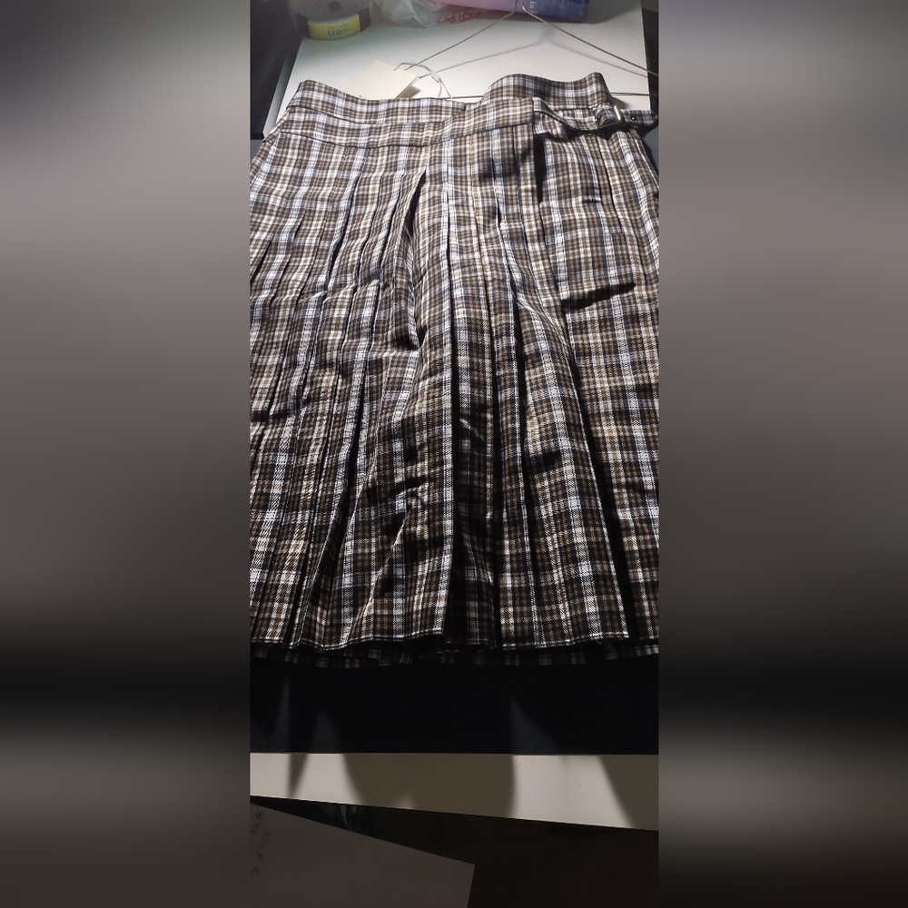 Tibi Costello culotte skirt plaid brn/tan/white size 8